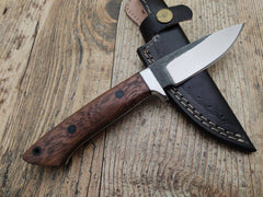 Custom Handmade D2 Steel Hunting Knife With Sheath Walnut Wood Handle