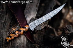 Custom Handmade Damascus Steel Fillet Knife With Beautiful Handles Rosewood & Olive With Sheath