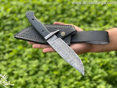 Custom handmade Damascus steel hunting knife - Christmas gift Damascus steel 1095 & 15n20 hand forged fire twisted full yang drop point blade with 58 - 60 HRC