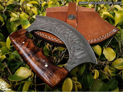 Handmade Damascus Steel Alaska Ulu Knife With Sheath