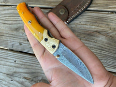 Custom made very beautiful Damascus steel folding knife