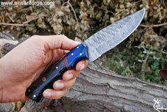 Custom Handmade Damascus Hunting Knife - Best Damascus Steel Blade Hunting Skinning Knife- Fixed Blade Camping, Survival Knife With Leather Sheath