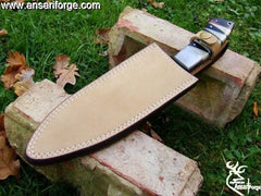 Custom Made Damascus Tactical Hunting Knife 13 inches long with Leather sheath