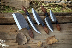 Professional Chef Knife Set with German High Carbon Stainless Steel Kitchen Knife Set 5 PCS with Finger Guard,Knives Set