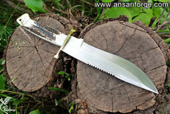 Handmade D2 steel Bowie Knife - Stag Handle Hunting Knife With Leather sheath