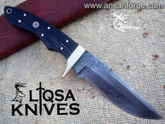 Handmade Damascus steel hunting knife by Ansari forge.