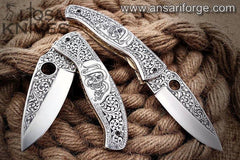 Custom made full engraved pocket knife