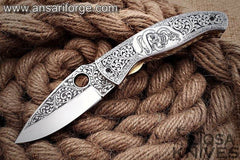 Custom made full engraved pocket knife