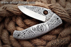 Custom made full engraved pocket knife