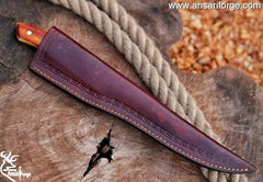 Handmade Damascus Steel Large Fillet Knife Hunting Fishing Knives, Full Tang Bone Handle, 13.0 inch Sharp