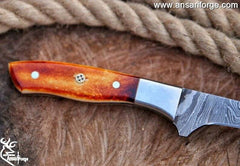 Handmade Damascus Steel Large Fillet Knife Hunting Fishing Knives, Full Tang Bone Handle, 13.0 inch Sharp