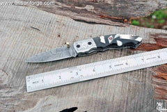 EDC Classic Damascus Folding Camping Pocket Knives with Liner Lock, Custom resin handle ,Gifts/Collections | Ansari Forge
