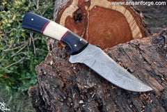 Handmade Damascus steel hunting knife with leather sheath custom knife tactical survival knives
