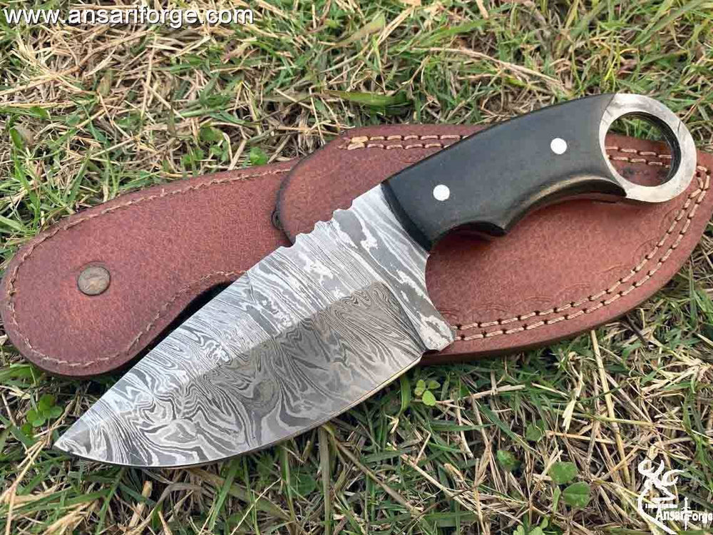 Custom Made Hand Forged Damascus Hunting Knife With Sheath