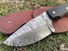 Custom Made Hand Forged Damascus Hunting Knife With Sheath