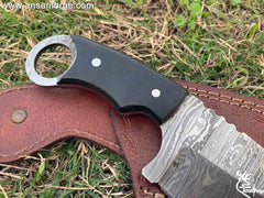 Custom Made Hand Forged Damascus Hunting Knife With Sheath