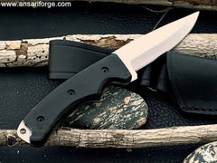 Full Tang Hunting Knife by Ansari Forge with D2 steel blade, buffalo horn handle, and leather sheath. Share New Continu