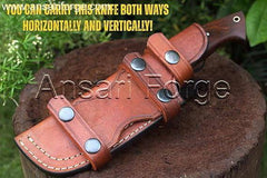 Walnut Wood Handle Hunting Knife with Genuine Cowhide Leather Sheath