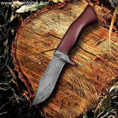 10-inch Real Forged Mosaic Damascus Knife with Brown Micarta Handle.