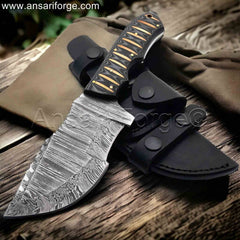 Custom Made Damascus Steel Best Bushcraft Tracker Knife.