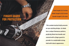 Damascus Bowie knife 15 inches long wood handle and leather sheath