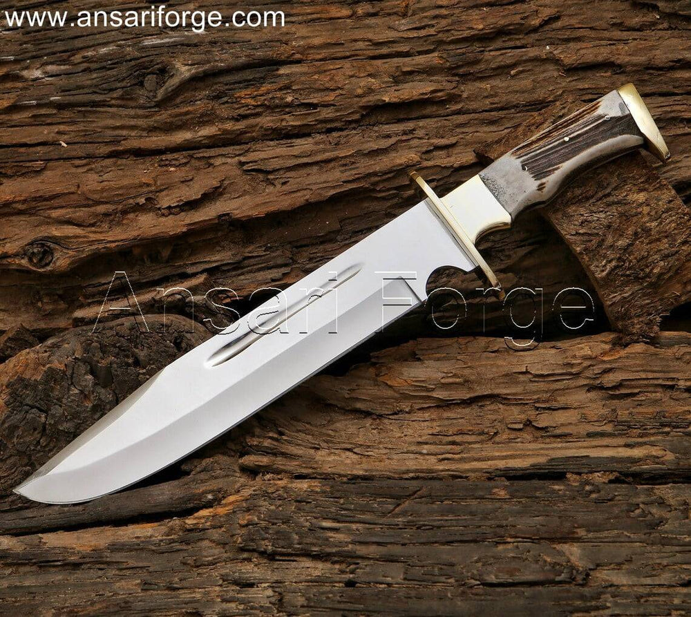 15" Stag antler handle custom Bowie knife for sale
