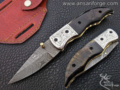 Damascus steel folding knife - Black Friday sale