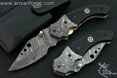 Damascus steel folding knife - New year sale