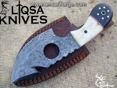 Handmade Damascus steel gut hook Skinning knife