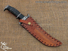 Custom made Damascus Steel Hunting Bowie Knife