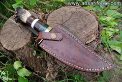 Custom Hammer forged D2 steel hunting knife - stag antler handle survival EDC , Tactical knives with sheath for men