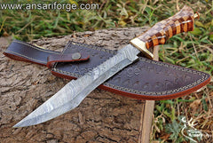 Damascus Bowie hunting knife - New year offer