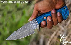 10 Inch Fixed Blade Damascus Hunting Knife With Sheath