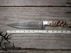 Damascus steel professional chef knife kitchen knife with sheep horn handle