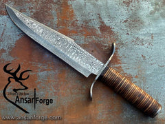 Damascus steel handmade Bowie 13 inches long