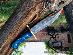 Damascus steel custom handmade hunting Bowie knife