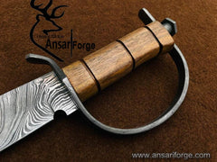 Damascus steel beautiful D-guard Bowie knife Hunting knife