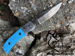 Damascus steel handmade custom folding pocket knife EDC