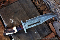 Damascus steel beautiful handmade hunting Bowie Knife