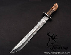 Handmade Damascus steel Machete knife ram horn handle