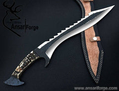 Carbon steel forged handmade Hunting knife Machete Bowie survival tactical knife