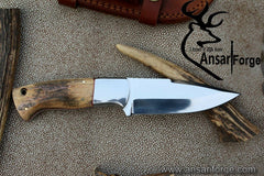 D2 tool steel mirror polish bush craft knife with cross draw leather sheath