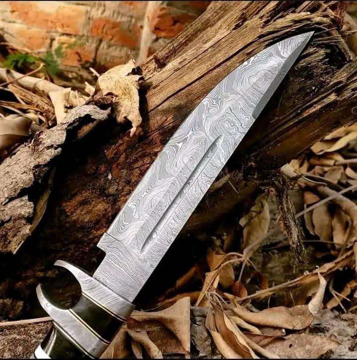 Damascus steel hunting knife with leather sheath - Black Friday 50% OFF