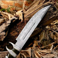 Damascus steel hunting knife with leather sheath - Black Friday 50% OFF