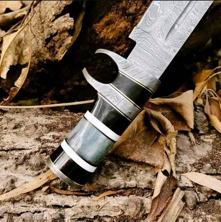 Damascus steel hunting knife with leather sheath - Black Friday 50% OFF