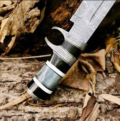 Damascus steel hunting knife with leather sheath - Black Friday 50% OFF