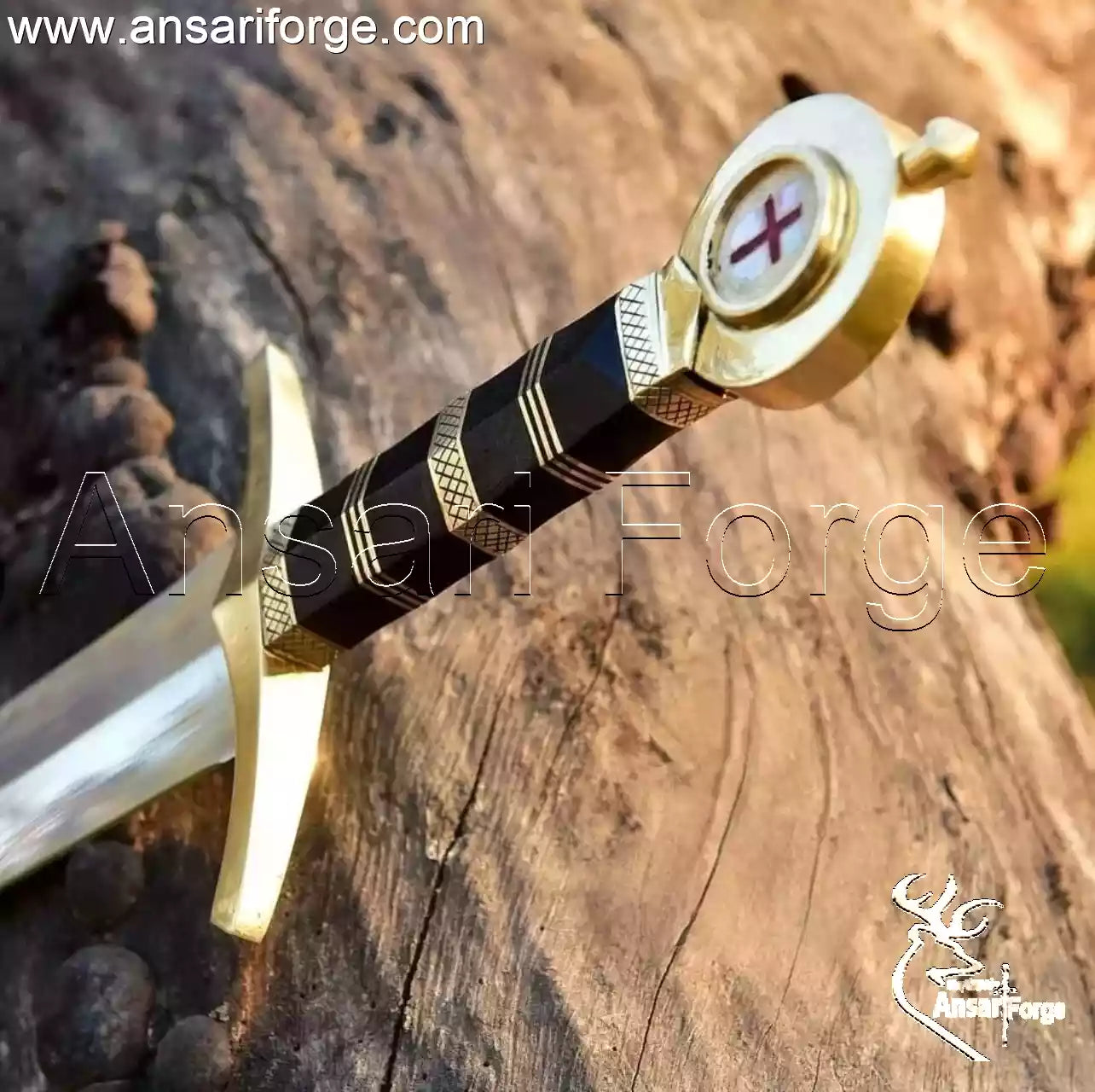 Brass hilt and red cross pommel of the Knights Templar Sword