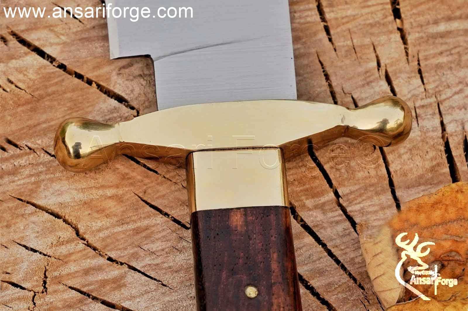 Pure Brass Hilt and Pommel on a Coffin handle Bowie Knife.