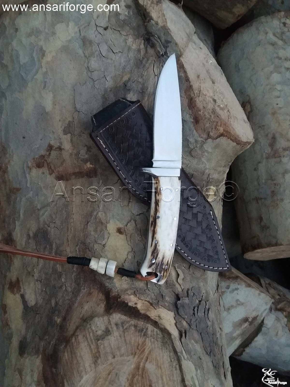Handmade Antler knife with a D2 steel blade.