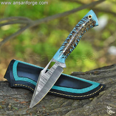 Handmade Damascus Camp Knife with Twist Pattern – 1095 & 15N20 High Carbon Steel Blade.